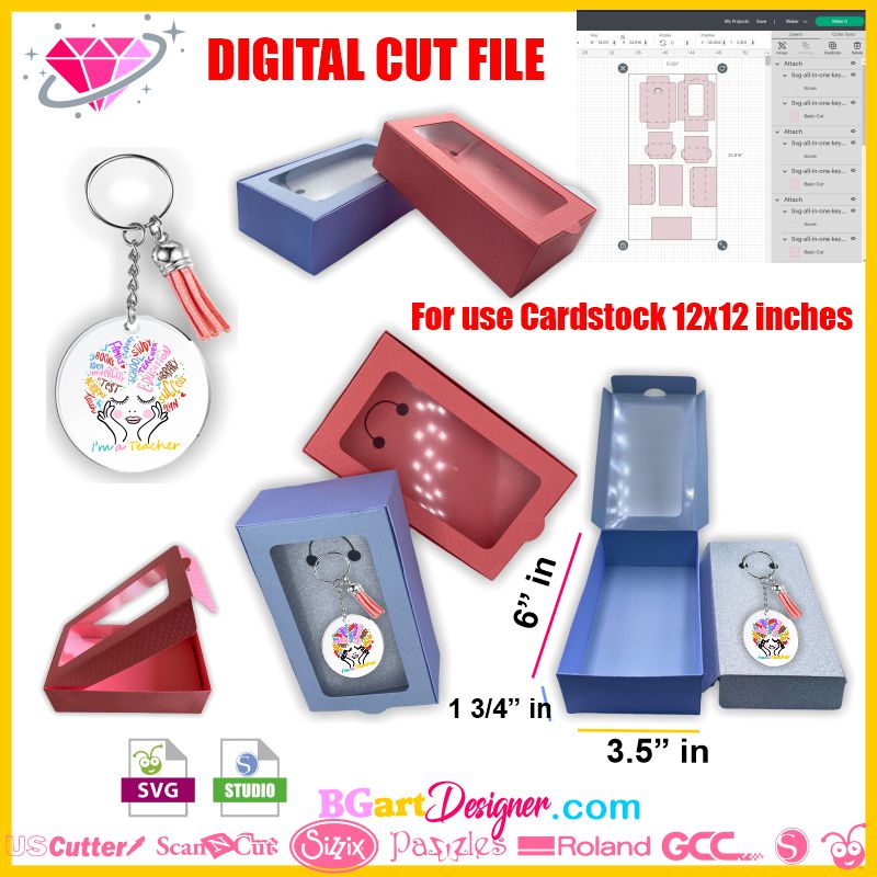 Keychain Box SVG, Keychain Display Box Template, Keychain Display Card Svg, Keychain  Packaging, Gift Box Svg, Keychain Svg, Packaging Svg 