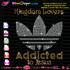 kingdom lovers addicted to jesus adidas logo rhinestone template svg, addicted jesus rhinestone svg cricut silhouette, adidas logo bling svg cut file download