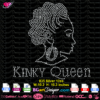 Kinky queen woman face rhinestone svg cricut silhouette, kinky queen bling digital rhinestone template, black woman head svg bling transfer