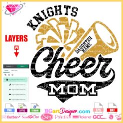 knights cheer mom daughter name megaphone svg download
