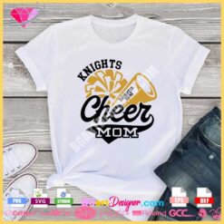 knights cheer mom daughter name megaphone pompom svg download