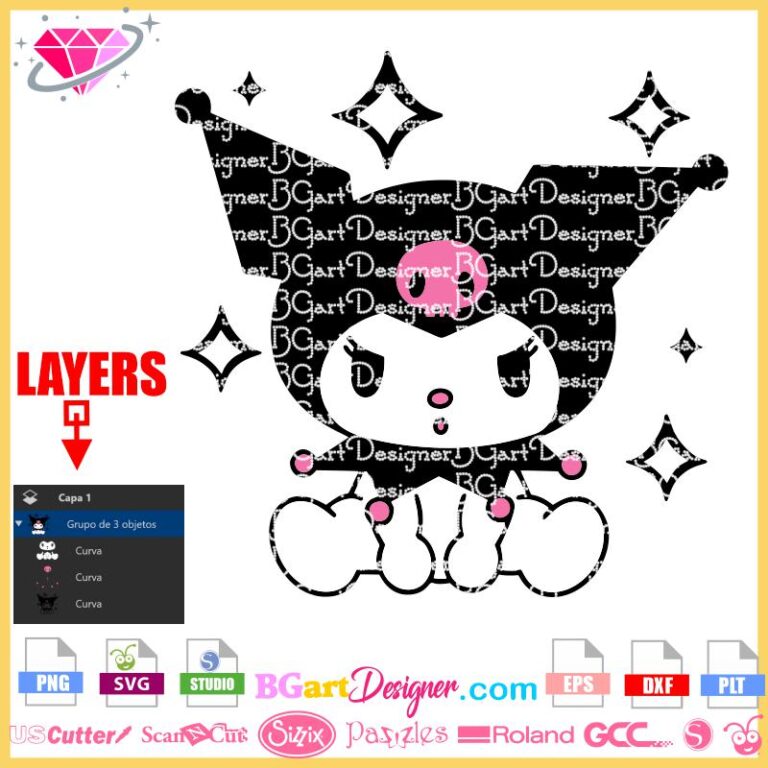 lllᐅ Kuromi Sitting Layered SVG - Cricut vector layered cuttable file