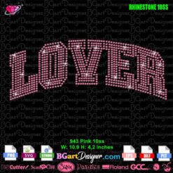 lover pink logo rhinestone svg