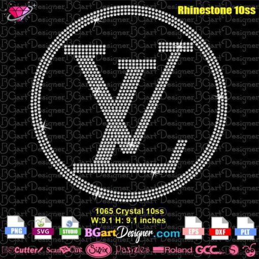 Lv louis vuitton circle rhinestone svg