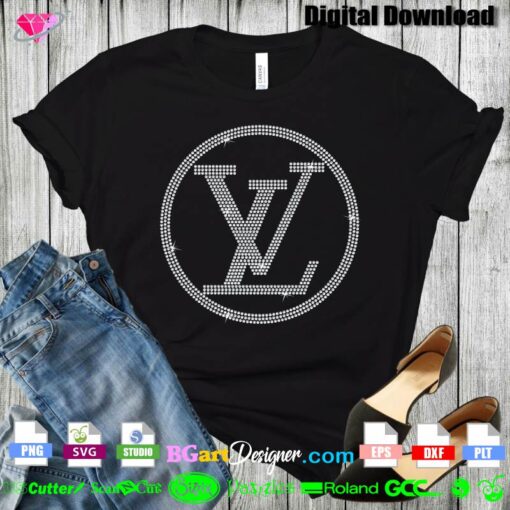 Louis Vuitton LV logo circle rhinestone template