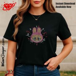 Woman wearing black t-shirt with rhinestone Labubu bunny head design, digital download for Cricut, SVG EPS DXF Studio PLT included
