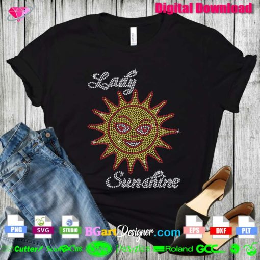 lady sunshine digital bling rhinestone transfer download