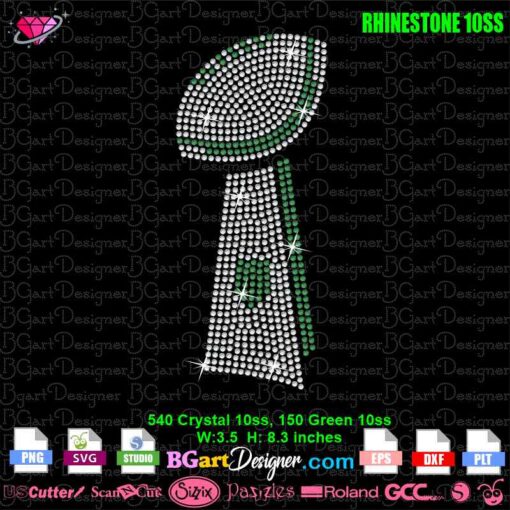 lamar hunt trophy super bowl svg, super bowl trophy rhinestone svg