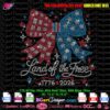 Land of the Free patriotic coquette bow rhinestone template SVG with America 250 design using red white and blue 10SS rhinestones