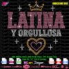 Latina y Orgullosa rhinestone template with 1,338 pink, white and gold SS10 stones