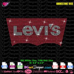 Levis rhinestone template SVG PLT digital download with red and white SS10 rhinestone pattern for Cricut and CAMS machines