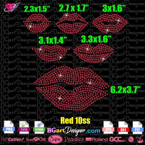 small medium big lips rhinestone template svg cricut silhouette, bundle lips rhinestone template various sizes file, download lips rhinestone digital template