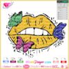 lips butterfly svg cricut silhouette, sexy lips kiss svg cut file, download dripping lips sublimation svg