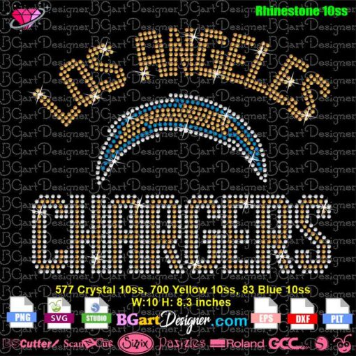 los angeles chargers rhinestone svg, chargers rhinestone template svg