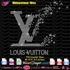 Louis Vuitton Rhinestone template Svg, Designer brands Louis