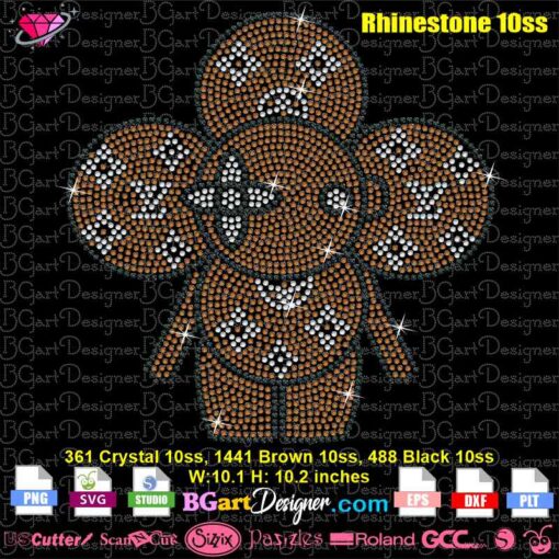 LV pattern Vivienne rhinestone svg, louis vuitton vivienne rhinestone template svg