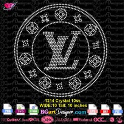 Living victoriously Rhinestone template SVG, Louis vuitton logo