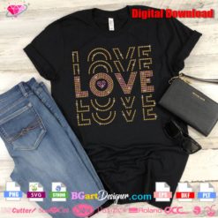 love heart leopard bling transfer digital rhinestone template