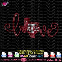 Love atm texas logo rhinestone svg cricut silhouette, love texas atm bling rhinestone template