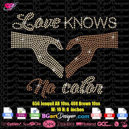 Love Has NO Color rhinestone svg - Equality Bling cricut silhouette- #LOVEWINS bling template - Love Trumps Hate cuttable file