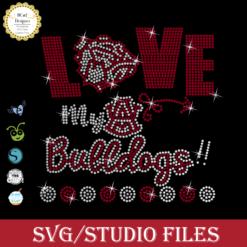 Love my bulldogs, rhinestone template SVG DXF PNG cut file cricut silhouette cameo scrap booking Live Love Bulldogs Football