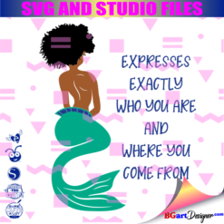 Mermaid Encouraging Natural Hair, Afro Puff SVG, Mermaid svg, puffs svg,Afro puff Mermaid,African American, Cricut cut file , Magical Mermaid svg, Black Girl Magic afro puff svg