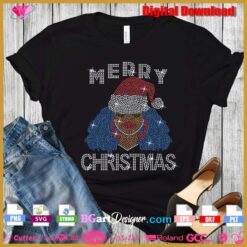 merry xmas ugly sweater brown woman rhinestone svg download