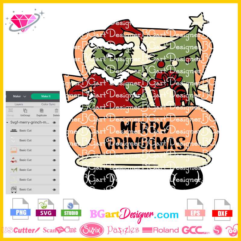 MERRY CHRISTMAS GRINCH TRUCK FLAG SUBLIMATION PRINT