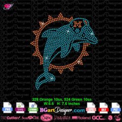 Miami Dolphins logo rhinestone svg cricut silhouette