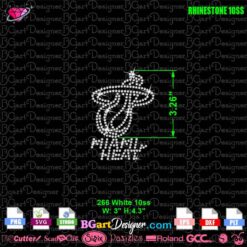 miami heat logo small rhinestone svg pocket size