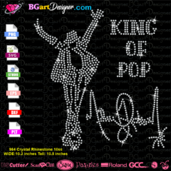 Michael jackson silhouette rhinestone svg, king of pop bling cricut silhouette, michael jackson bling download