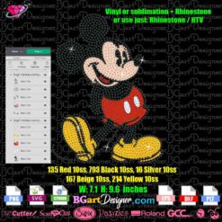 Mickey body full rhinestone svg cricut silhouette, mickey body layered svg cut file, mickey sublimation clipart