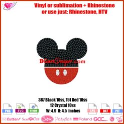 mickey face rhinestone htv svg cricut silhouette, mickey bling template download