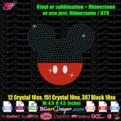 mickey face rhinestone htv svg cricut silhouette, mickey bling template download