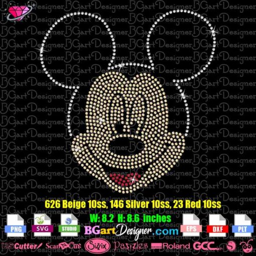 Mickey rhinestone template svg, mickey minnie rhinestone design, disney rhinestone transfer, mickey head svg, mickey silhouette rhinestone, mickey bling svg, sticky flock, cricut vector file, silhouette cameo