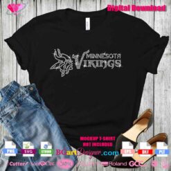 Minnesota Vikings rhinestone design template for DIY apparel, digital download compatible with Cricut and Silhouette machines.