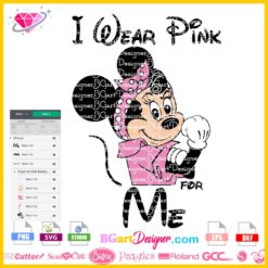 Minnie mouse pink ribbon svg, minnie disney breast cancer awareness sublimation, minnie wear pink svg, minnie rosie the riveter svg clipart cut file