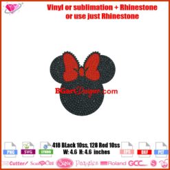 minnie face with bow vinyl and rhinestone svg, minnie layered svg cricut silhouette, minnie face cut file bling