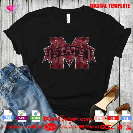 Mississippi State Bulldogs logo bling rhinestone transfer template download