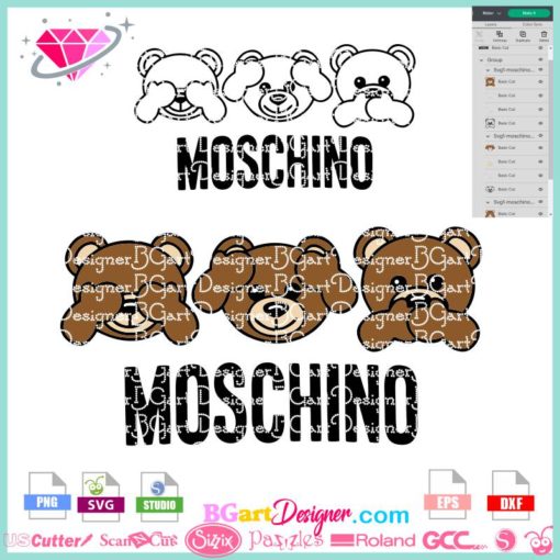 moschino logo funny face 3 bears svg cricut silhouette