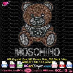 Moschino Bear body logo rhinestone svg cricut silhouette, moschino logo digital bling transfer, bear rhinestone template svg cricut silhouette