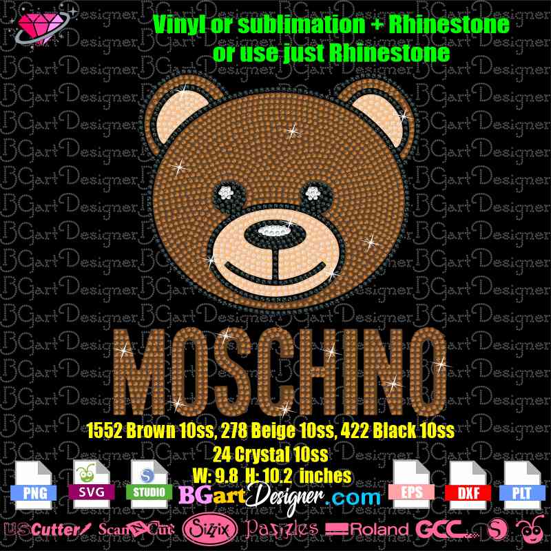 lllᐅ Moschino Bear Rhinestone SVG - bling transfer cricut