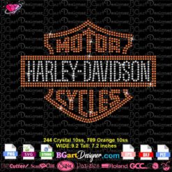 Motor Cycle Harley Davidson Rhinestone svg, Harley Rhinestone shield download