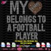 My Heart belongs to a football player rhinestone template svg cricut silhouette, love football bling rhinestone transfer, mom football rhinestone svg plt download
