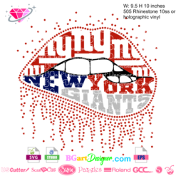 New york giants dripping lips svg, ny giants sexy lips svg, rhinestone template, cricut vector file, silhouette cameo
