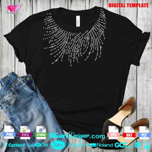 neckline digital rhinestone template, necklace bling rhinestone file