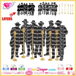 new edition guys outline microphone svg cricut silhouette, new edition suit hats red jackets svg