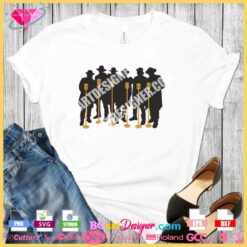 new edition guys outline microphone svg cricut silhouette, new edition black singer group suit hats red jackets svg