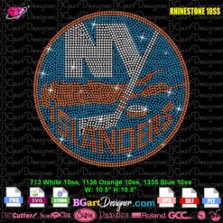 New York Islanders rhinestone template circular NHL logo digital rhinestone template SVG PLT download for Cricut Silhouette cutting machines