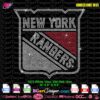 New York Rangers rhinestone template shield design with red and white stone layout for T-shirt heat transfer